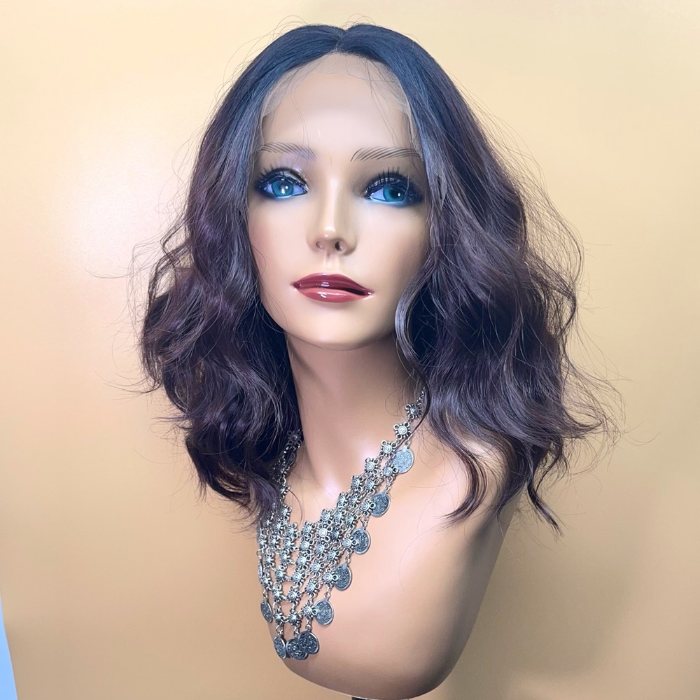 16” Lace Front WaterWave OmbreBrown Synthetic Wig